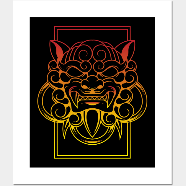 Komainu Line Art 1.5 Wall Art by Harrisaputra